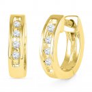 Natural Diamond Stud Earrings Huggie Design Hers Real 10k Yellow Gold 1/20 Ct