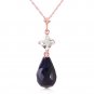 14K Solid Rose Gold Necklace with Rose Topaz & Sapphire