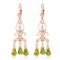 4.51 Carat 14K Solid Rose Gold Chandelier Diamond Earrings Peridot
