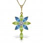 2 Carat 14K Solid Gold Necklace Diamond, Peridot Blue Topaz