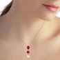 Real 14K Solid Rose Gold Necklace with Rubies & pearl Womens Gemstone Pendant