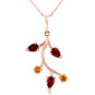 Womens 14K Solid Rose Gold Necklace with Garnets & Citrines Cute Fashion Jewelry