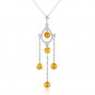Womens 1.5 CTW 14K Solid White Gold Deeds Citrine Necklace Classic Fine Jewelry