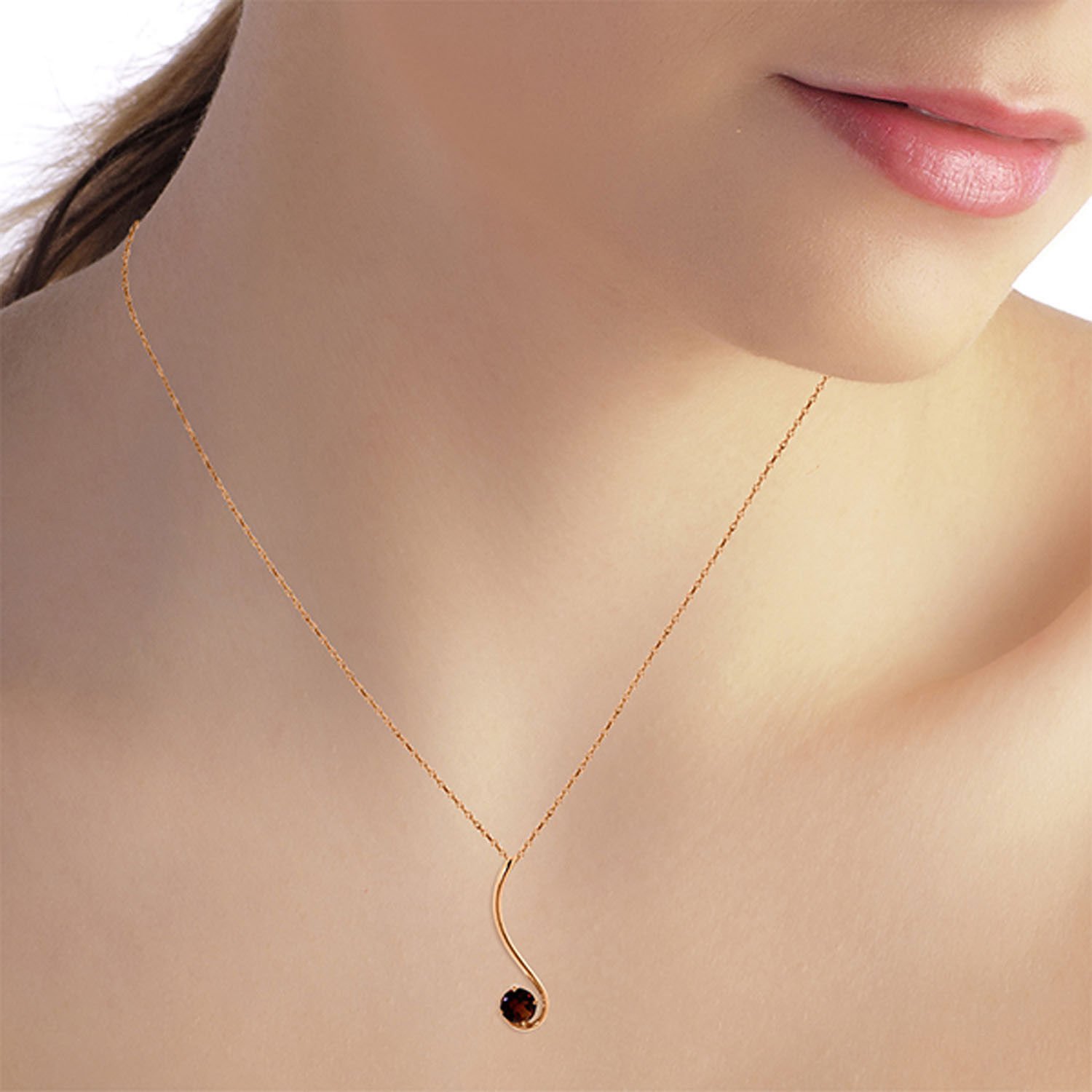 14k Solid Rose Gold Necklace With Natural Garnet 4635