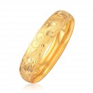 Classic Floral Carved Bangle in 14k Yellow Gold (13.5mm) Womens Unique Bracelet