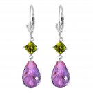 11 Ct 14K Solid White Gold Take A Stand Peridot Amethyst Earrings Cute Fashion