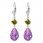 11 Ct 14K Solid White Gold Take A Stand Peridot Amethyst Earrings Cute Fashion