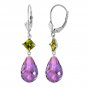 11 Ct 14K Solid White Gold Take A Stand Peridot Amethyst Earrings Cute Fashion