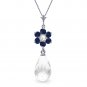 2.78 Carat 14K Solid White Gold Necklace Sapphire, White Topaz Diamond