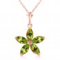 Womens 14K Solid Rose Gold Necklace with Natural Peridots Cute Fashion Jewelry