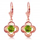 14K Solid Rose Gold  Beautiful and Unique Peridot Bloom Earrings 1.1 Ct