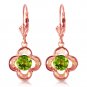 14K Solid Rose Gold Beautiful and Unique Peridot Bloom Earrings 1.1 Ct