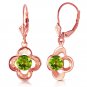 14K Solid Rose Gold Beautiful and Unique Peridot Bloom Earrings 1.1 Ct