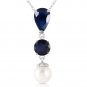 5.05 Carat 14K Solid White Gold Joy Brings Joy Sapphire Pearl Gemstone Necklace