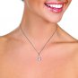 14K Solid White Gold Necklace with Briolette Checkerboard Cut Amethyst & Diamond