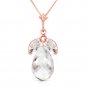 Womens Elegant 14K Solid Rose Gold Necklace with Natural White Topaz Gemstones