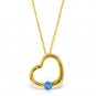 Womens Gemstone 14K Solid Gold Heart Necklace with Natural Blue Topaz Stylish