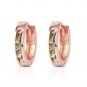 1.3 CTW 14K Solid Rose Gold Hoop Earrings Natural Green Sapphire