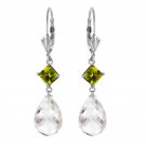 11 Carat 14K Solid White Gold Born To Rock Peridot White pearl Earrings