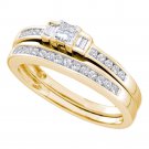 14k Yellow Gold Princess Diamond Bridal Wedding Engagement Ring Set 3/8 Ctw