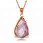 14K Solid Rose Gold Necklace with Briolette Checkerboard Cut Amethyst & Diamond