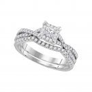 10k White Gold Round Diamond Bridal Wedding Engagement Ring Band Set 5/8 Ctw