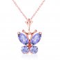 0.6 Carat 14K Solid Rose Gold Butterfly Necklace Tanzanite