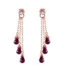 14K Solid Rose Gold Women's Unique Chandelier Earrings with Diamonds & Amethysts