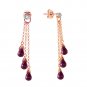 14K Solid Rose Gold Women's Unique Chandelier Earrings with Diamonds & Amethysts