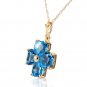 3.8 Carat 14K Solid Gold Catch Me Blue Topaz Gemstone Necklace Layering Jewelry