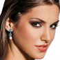 10.5 Ct 14K Solid White Gold Burning Up Blue Topaz pearl Earrings Cute Fashion