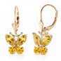 1.24 CTW 14K Solid Gold Butterfly Earrings Citrine Natural Gemstone Womens Girls