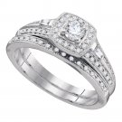 Brilliant 1/2 CT 0.5 Carat White Halo Diamond Wedding Engagement Ring Band Se