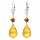 11 Ct 14K Solid White Gold Magnolia Bloom Citrine Earrings Cute Fashion Jewelry