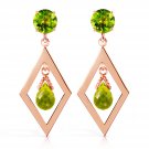 2.4 CTW 14K Solid Rose Gold Peridot Dangling Earrings Womens Natural Gemstone