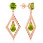 2.4 CTW 14K Solid Rose Gold Peridot Dangling Earrings Womens Natural Gemstone