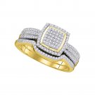 10k Yellow Gold Round Diamond Bridal Wedding Engagement Ring Band Set 1/2 Ctw