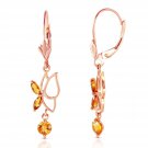14K Solid Rose Gold Women's Unique Butterfly Fashion Earrings with Citrines