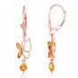 14K Solid Rose Gold Women's Unique Butterfly Fashion Earrings with Citrines