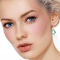 17.5 Carat 14K Solid Gold Leverback Earrings Checkerboard Cut Blue Topaz