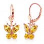 1.24 CTW 14K Solid Rose Gold Butterfly Earrings Citrine