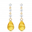 3.3 CTW 14K Solid Gold Queenie Citrine Diamond Earrings Cute Fashion Jewelry
