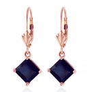 14K Solid Rose Gold Women's Gorgeous Leverback Earrings with Natural Sapphires
