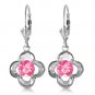 1.1 Ct 14K Solid White Gold Leverback Earrings Natural Pink Topaz Cute Fashion