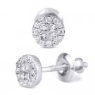 Diamond Stud Earrings 1/6 CT 14kt White Gold Princess & Round Cut Elegant Design