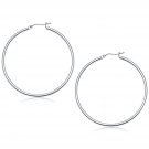 14k White Gold Polished Hoop Earrings (50 mm) Womens Fine Fashion Jewelry