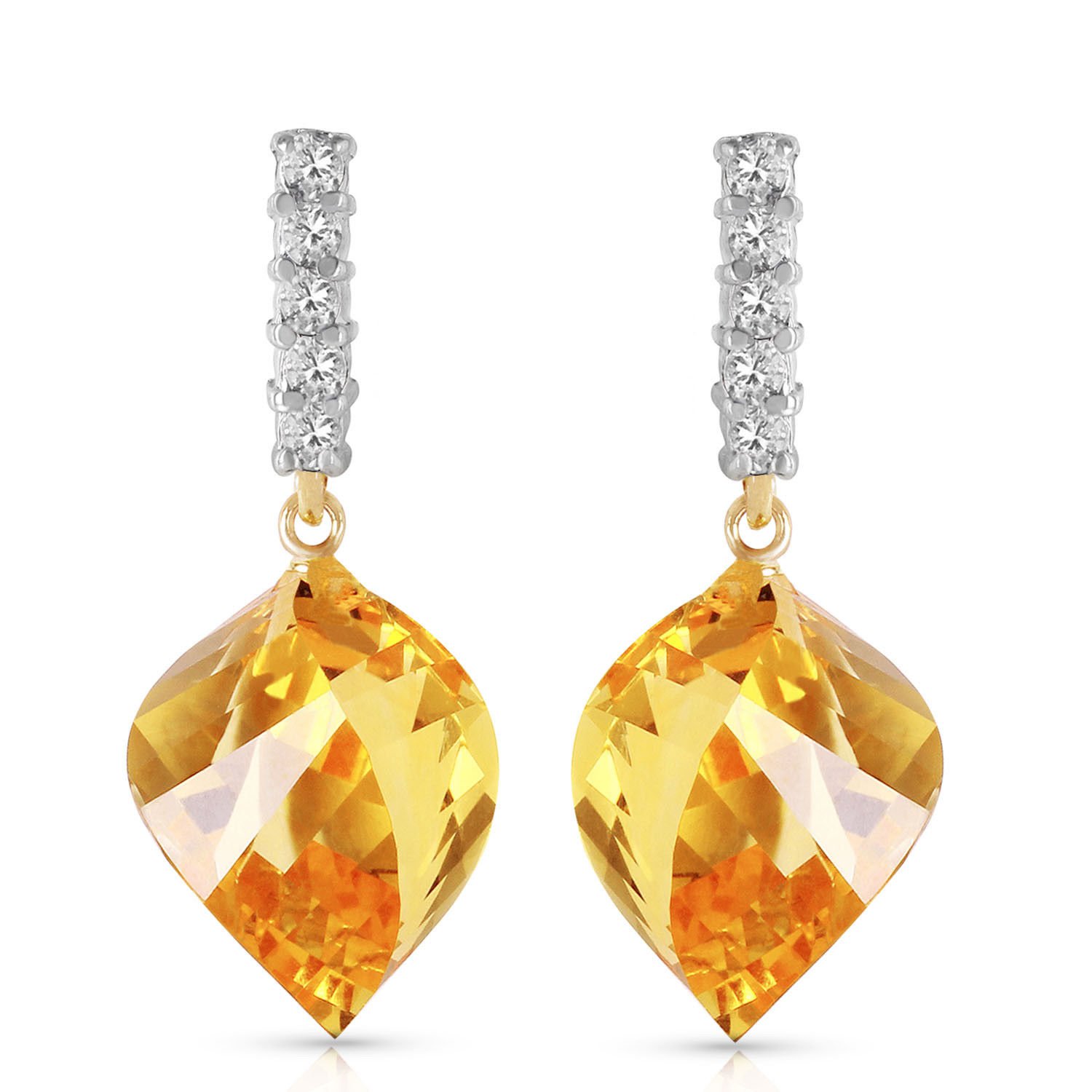 23.65 Carat 14K Solid Gold Strong Character Citrine Earrings Love Anniversary