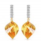 23.65 Carat 14K Solid Gold Strong Character Citrine Earrings Love Anniversary