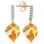 23.65 Carat 14K Solid Gold Strong Character Citrine Earrings Love Anniversary