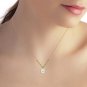 14K Solid Rose Gold Necklace with Natural Peridots & pearl Cute Fashion Jewelry